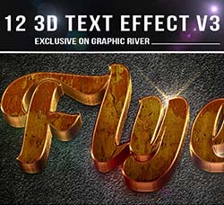 PS图层样式－12个时髦的3D文本样式：12 3d Text Effect v3